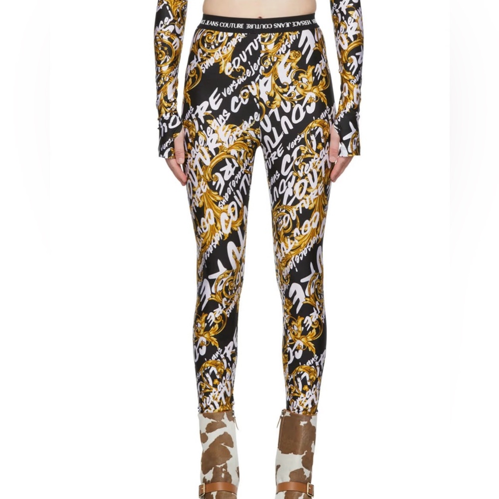 Versace Jeans Collection Black and Gold Leggings